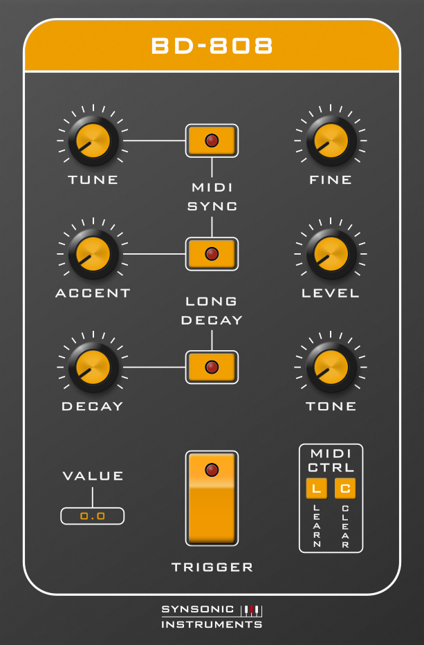 Free BASS VST Synsonic BD-808